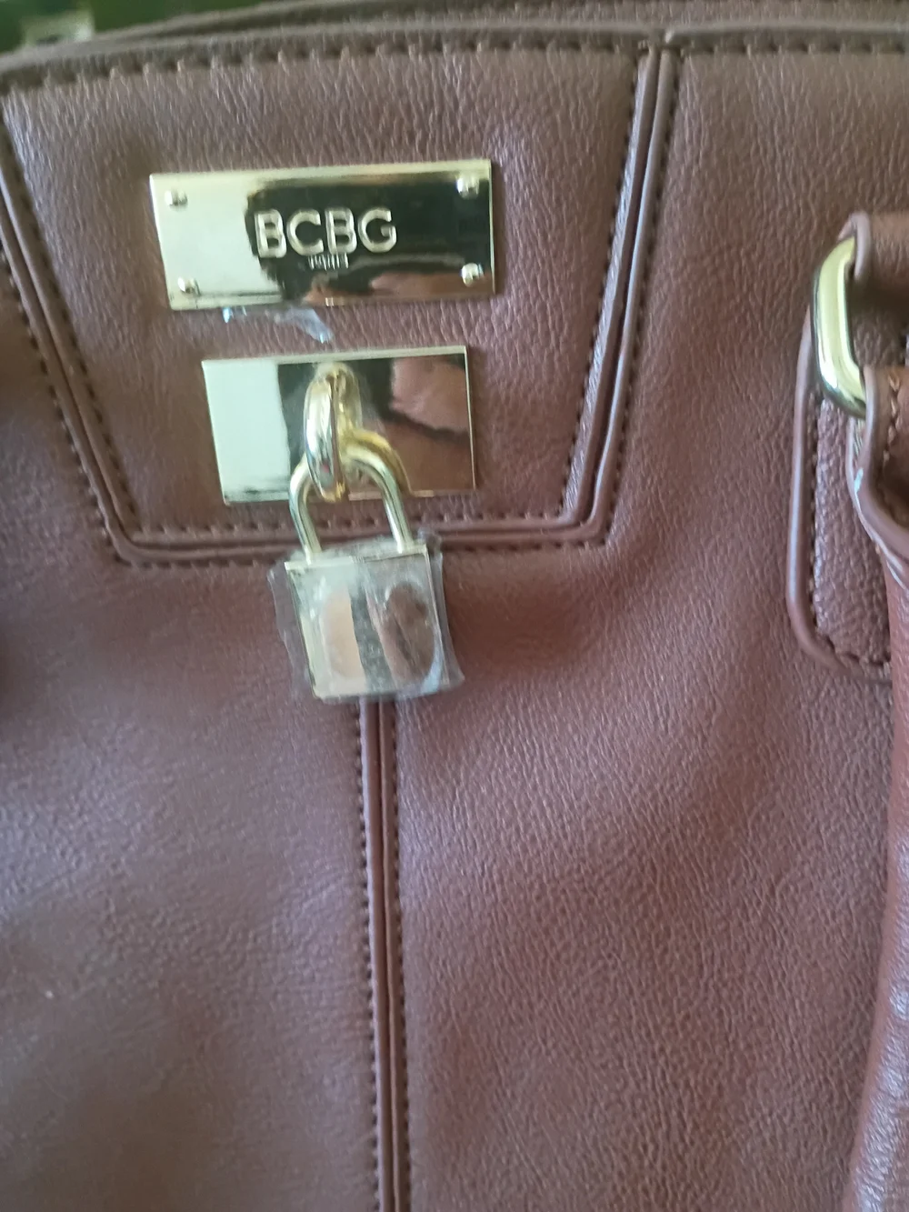 BCBG Mauve Brown Tote Bag with Gold Hardware